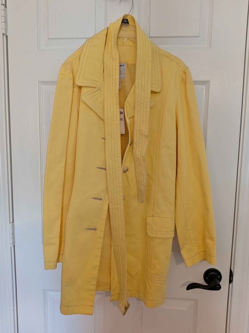 Old Navy Trench Jacket Women's Yellow Belted Lined
